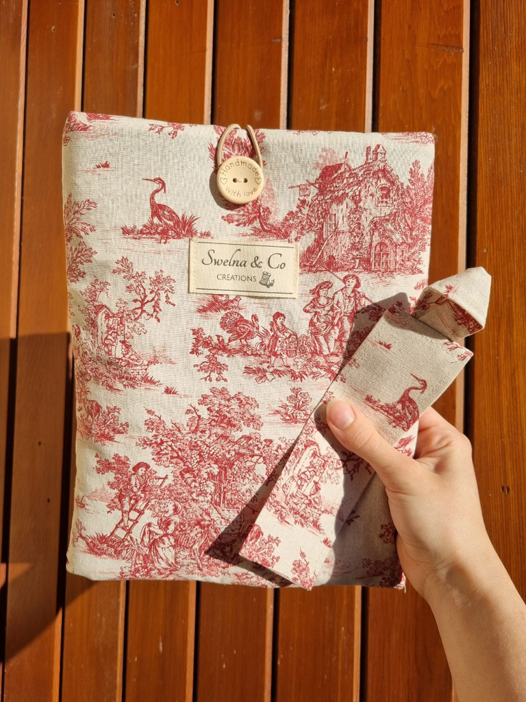 Pochette à livre toile de jouy