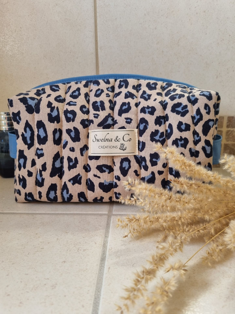 Trousse de voyage léopard bleu